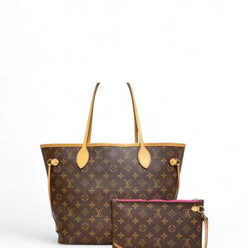 Louis Vuitton Neverfull MM Monogram Brown Fuchsia