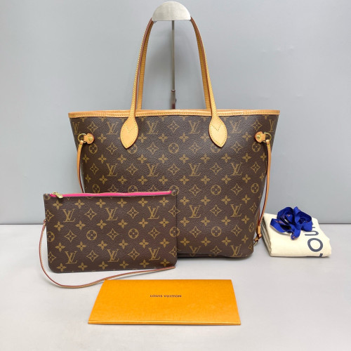 Louis Vuitton Neverfull MM Monogram Brown Fuchsia