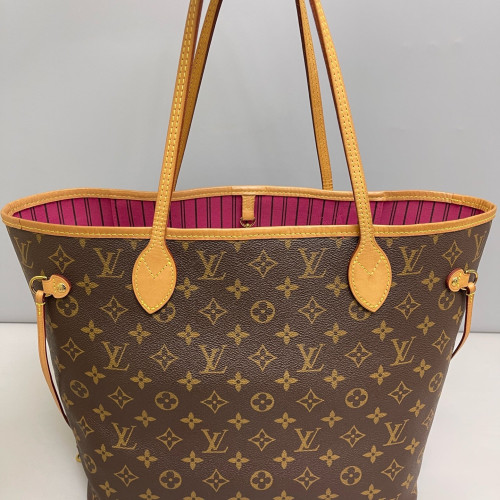 Louis Vuitton Neverfull MM Monogram Brown Fuchsia