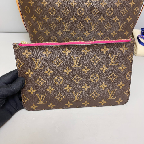 Louis Vuitton Neverfull MM Monogram Brown Fuchsia