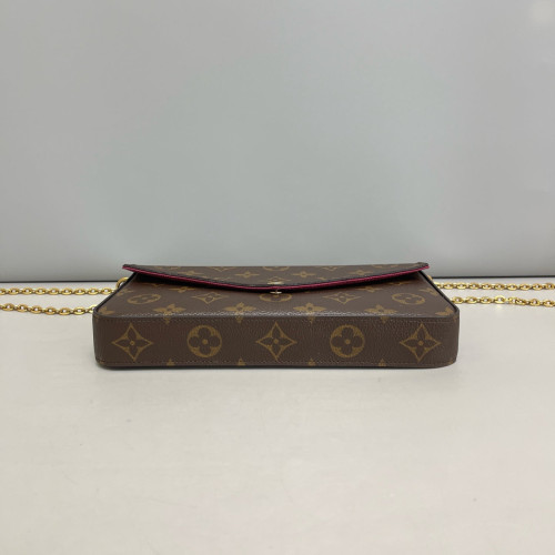 Louis Vuitton Pochette Felicie Chain Wallet Monogram Brown Burgundy