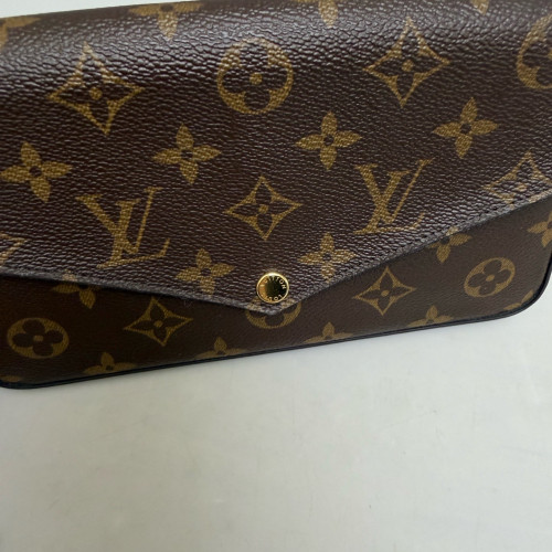 Louis Vuitton Pochette Felicie Chain Wallet Monogram Brown Burgundy