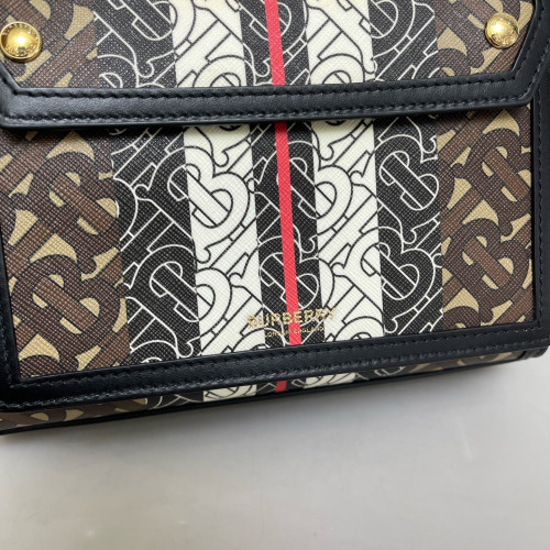 Burberry Mini Two Tone Pocket Bag Monogram Smooth Calfskin Brown Black White