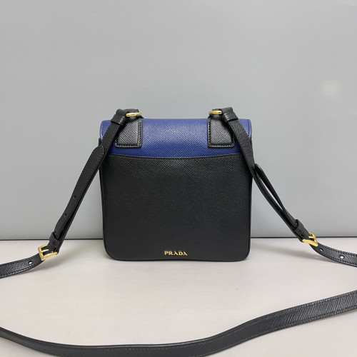 Prada Camera Case Saffiano Calfskin Blue Black