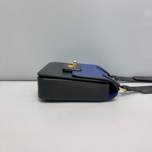 Prada Camera Case Saffiano Calfskin Blue Black