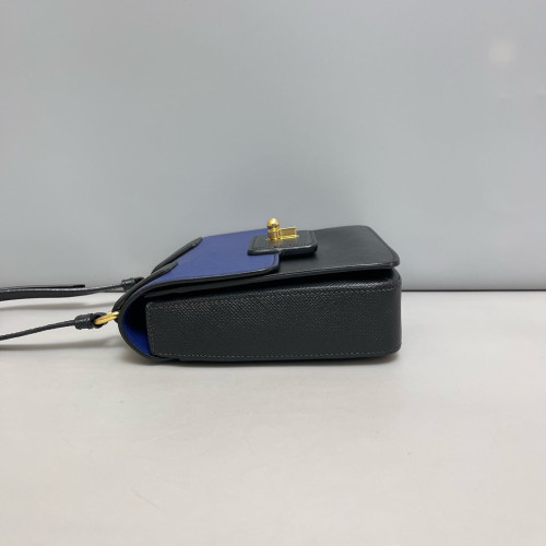 Prada Camera Case Saffiano Calfskin Blue Black