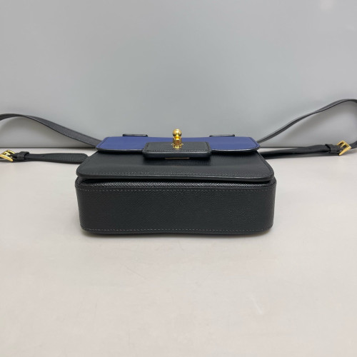 Prada Camera Case Saffiano Calfskin Blue Black