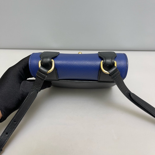 Prada Camera Case Saffiano Calfskin Blue Black
