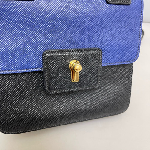 Prada Camera Case Saffiano Calfskin Blue Black