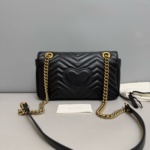 Gucci Chevron Small GG Marmont Calfskin Black
