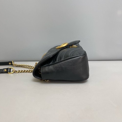 Gucci Chevron Small GG Marmont Calfskin Black