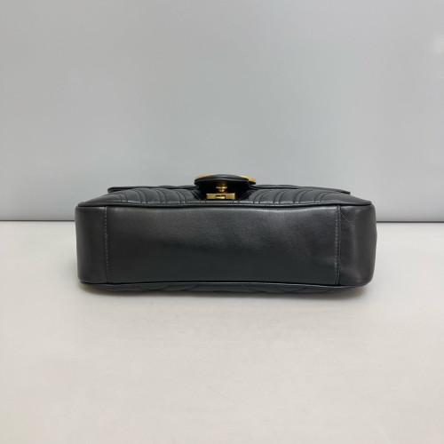 Gucci Chevron Small GG Marmont Calfskin Black