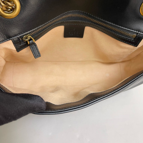 Gucci Chevron Small GG Marmont Calfskin Black