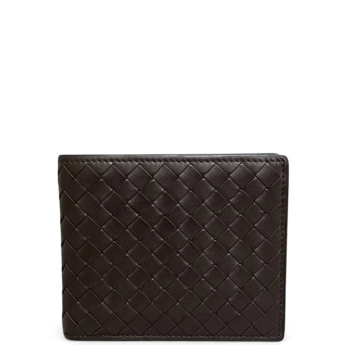 Bottega Veneta Compact Wallet Calfskin Intrecciato Dark Brown