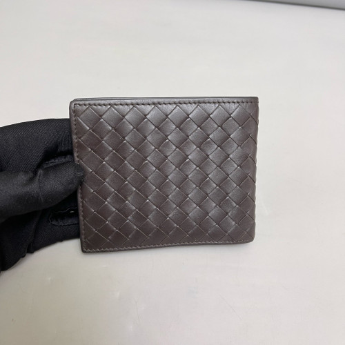 Bottega Veneta Compact Wallet Calfskin Intrecciato Dark Brown