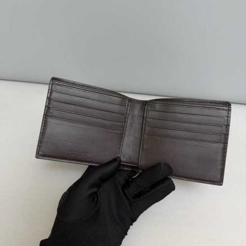 Bottega Veneta Compact Wallet Calfskin Intrecciato Dark Brown