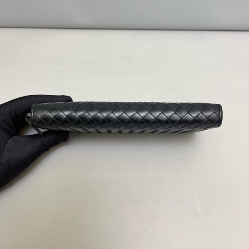 Bottega Veneta Intrecciato Zip Around Wallet Calfskin Intrecciato Black