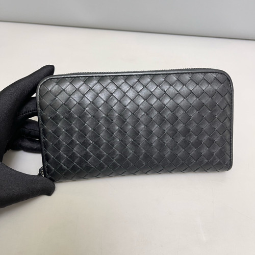 Bottega Veneta Intrecciato Zip Around Wallet Calfskin Intrecciato Black