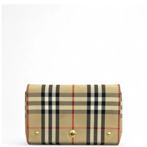 Burberry Flap Bag House Check Beige Black Red