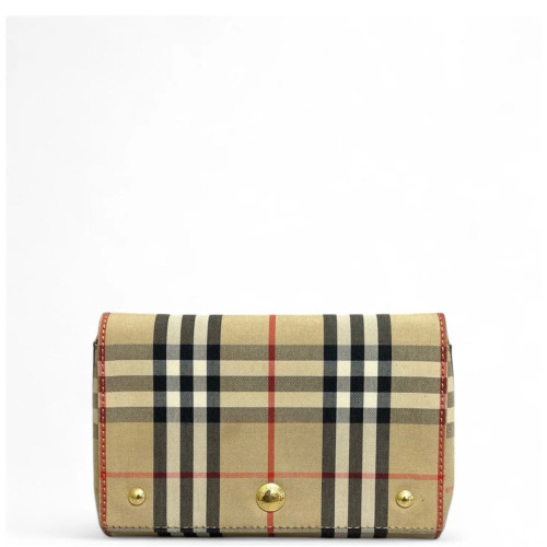 Burberry Flap Bag House Check Beige Black Red