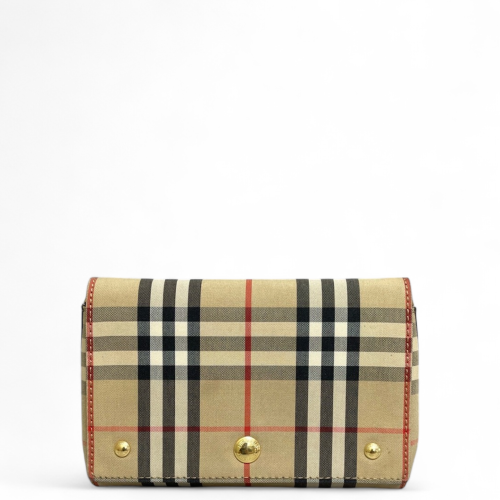 Burberry Flap Bag House Check Beige Black Red