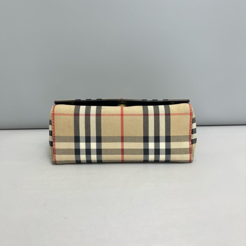 Burberry Flap Bag House Check Beige Black Red