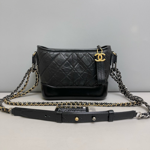 Chanel Quilted Small Gabrielle Hobo Calfskin Black Chanel Quilted Small Gabrielle Hobo Calfskin Black