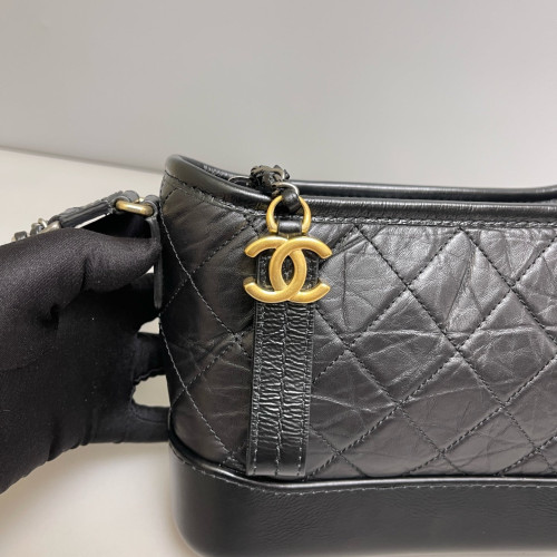 Chanel Quilted Small Gabrielle Hobo Calfskin Black Chanel Quilted Small Gabrielle Hobo Calfskin Black