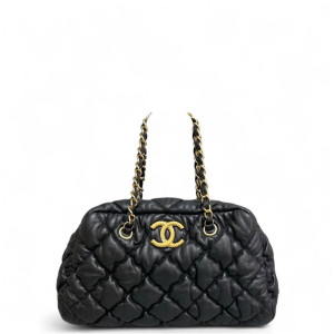 Chanel Quilted Boston Bag Calfskin Black