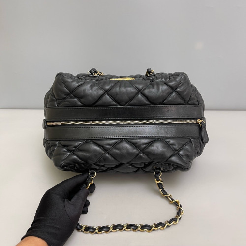 Chanel Quilted Boston Bag Calfskin Black