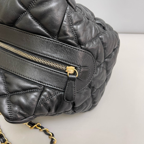Chanel Quilted Boston Bag Calfskin Black