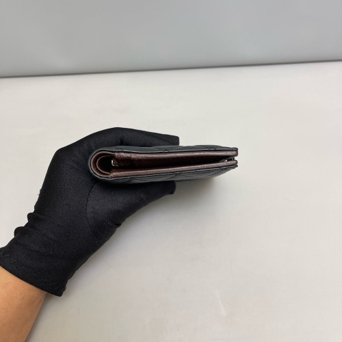 Chanel Quilted Compact Wallet Lambskin Black