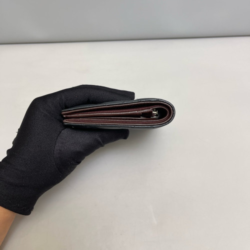 Chanel Quilted Compact Wallet Lambskin Black