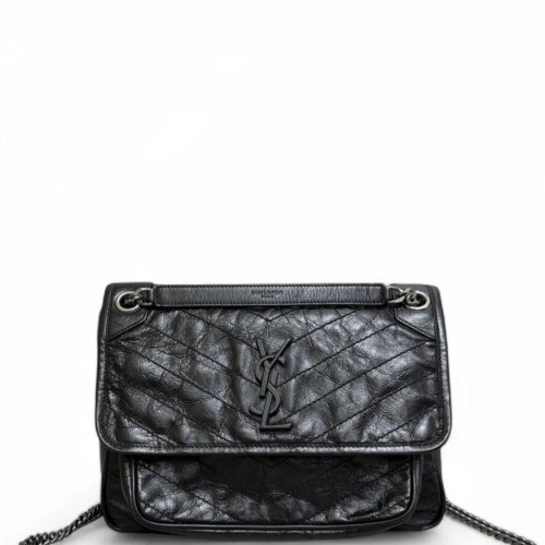 Yves Saint Laurent Medium Niki Messenger Pull Up Leather Black