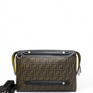 Fendi Briefcase FF Calfskin Brown Black Yellow Fendi Briefcase FF Calfskin Brown Black Yellow