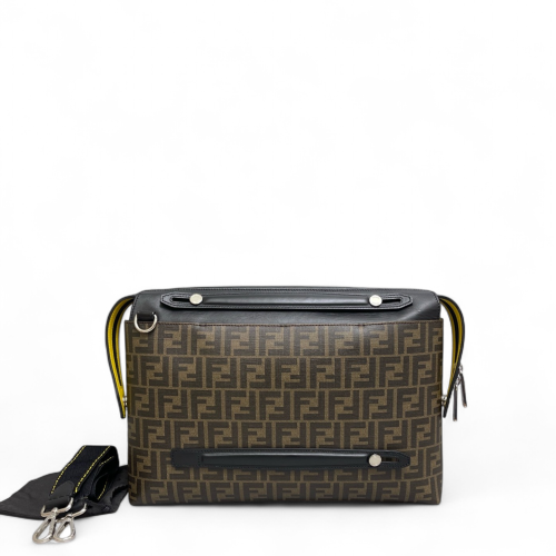 Fendi Briefcase FF Calfskin Brown Black Yellow Fendi Briefcase FF Calfskin Brown Black Yellow