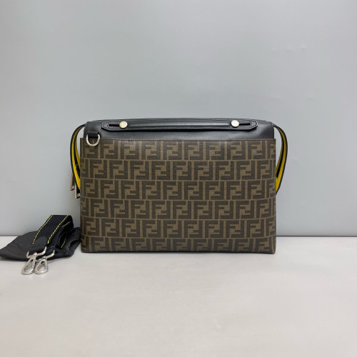 Fendi Briefcase FF Calfskin Brown Black Yellow Fendi Briefcase FF Calfskin Brown Black Yellow