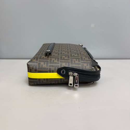Fendi Briefcase FF Calfskin Brown Black Yellow Fendi Briefcase FF Calfskin Brown Black Yellow