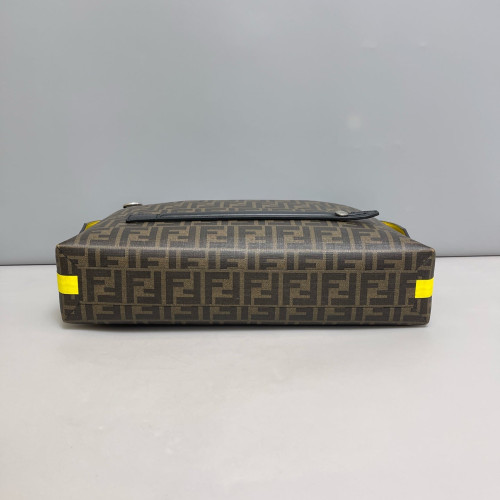 Fendi Briefcase FF Calfskin Brown Black Yellow Fendi Briefcase FF Calfskin Brown Black Yellow