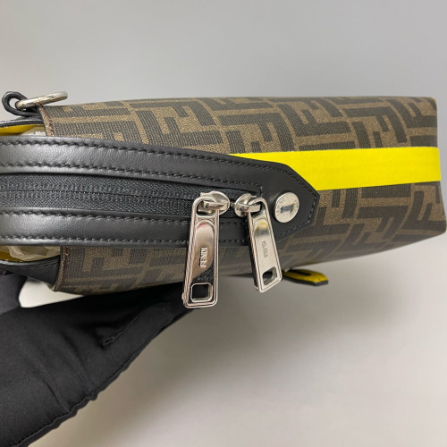 Fendi Briefcase FF Calfskin Brown Black Yellow Fendi Briefcase FF Calfskin Brown Black Yellow