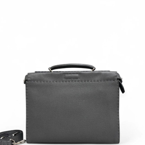 Fendi Selleria Peekaboo Fit Grained Calfskin Charcoal