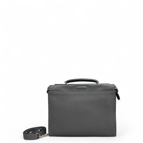Fendi Selleria Peekaboo Fit Grained Calfskin Charcoal