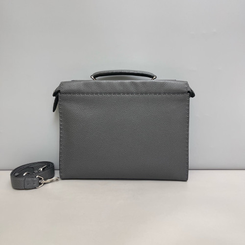 Fendi Selleria Peekaboo Fit Grained Calfskin Charcoal
