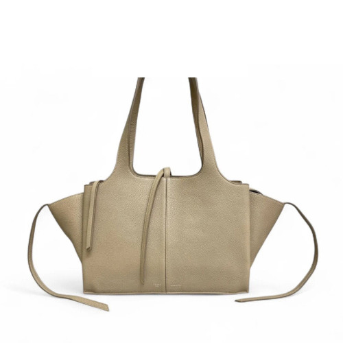 Celine Small Tri-Fold Bag Grained Calfskin Grey