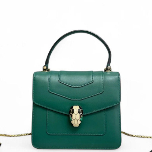 Bvlgari Small Serpenti Forever Top Handle Bag Smooth Calfskin Green