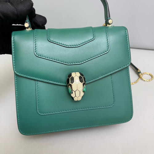 Bvlgari Small Serpenti Forever Top Handle Bag Smooth Calfskin Green