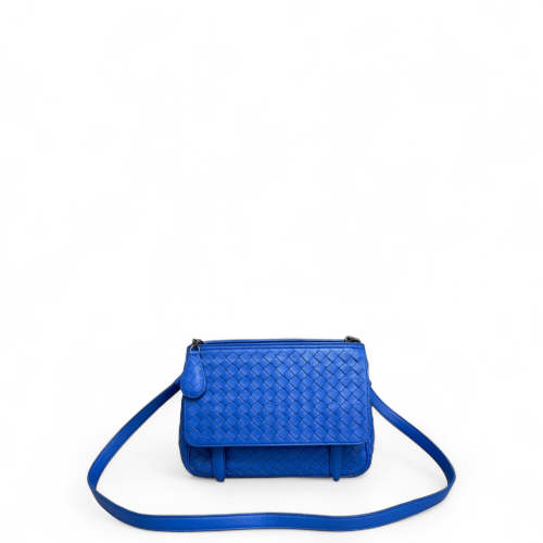 Bottega Veneta Shoulder Bag Calfskin Intrecciato Blue