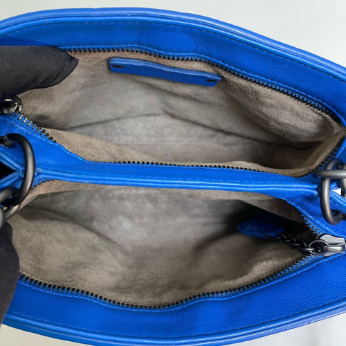 Bottega Veneta Shoulder Bag Calfskin Intrecciato Blue