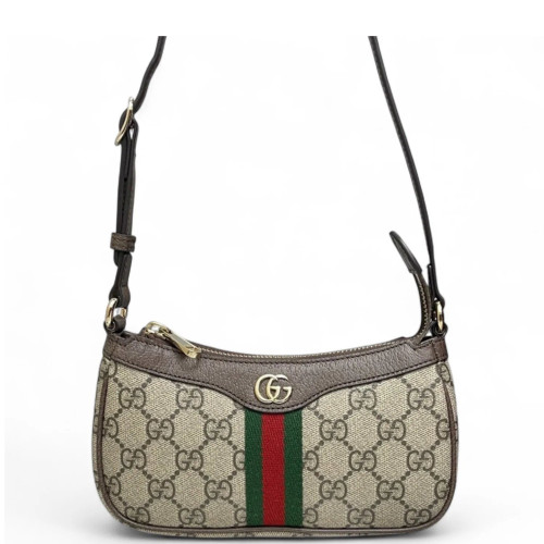 Gucci Ophidia Shoulder Bag GG Monogram Beige Brown Green