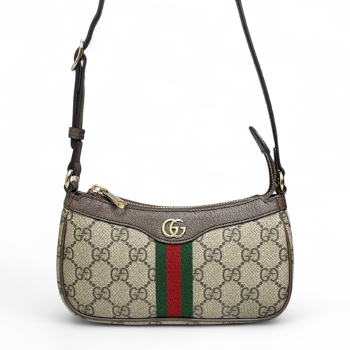 Gucci Ophidia Shoulder Bag GG Monogram Beige Brown Green